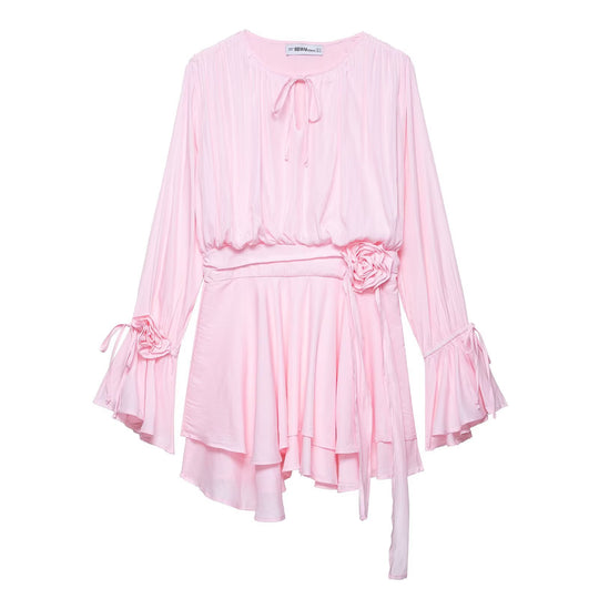 Damen elegantes Wickelkleid mit romantischem Rüschendesign R&B