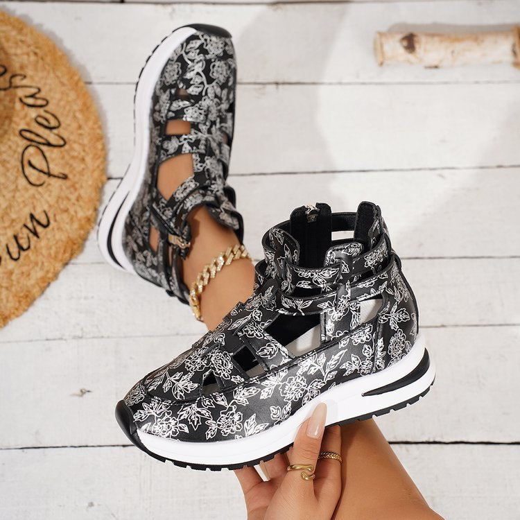 Damen Sportliche Sneaker mit floralem Design und atmungsaktiver Netzstruktur R&B