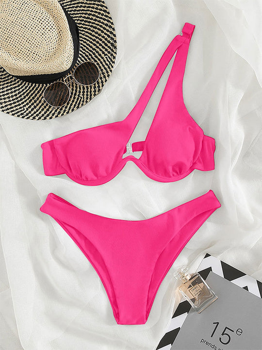 Damen Triangel-Bikini mit asymmetrischem Schnitt und strukturiertem Design R&B
