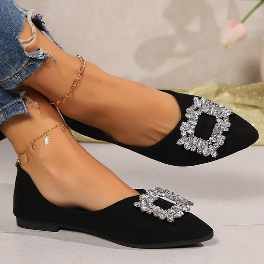 Damen elegante Ballerinas mit funkelnder Kristall-Applikation R&B