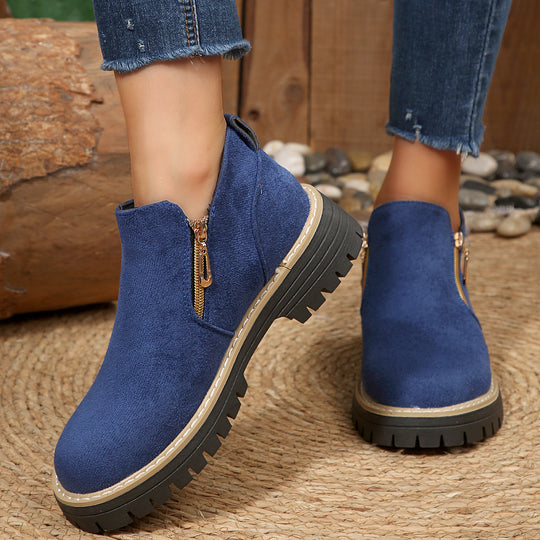 Damen Stiefeletten mit dekorativem Reißverschluss und rutschfester Sohle R&B