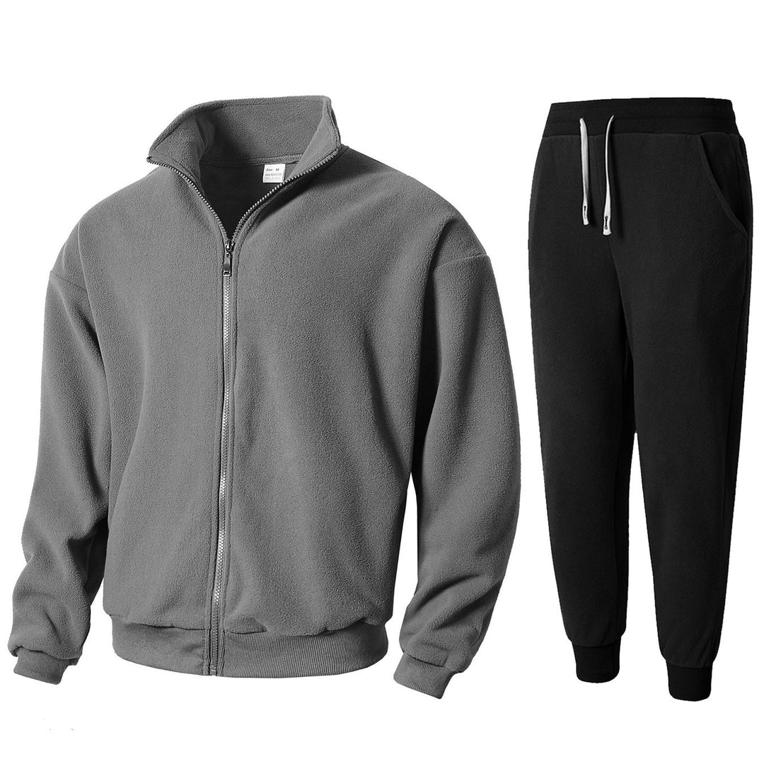 Herren Fleece Relaxanzug mit hohem Kragen R&B