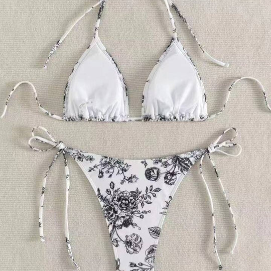 Damen Triangel-Bikini-Set mit zarten Blumenmotiven R&B