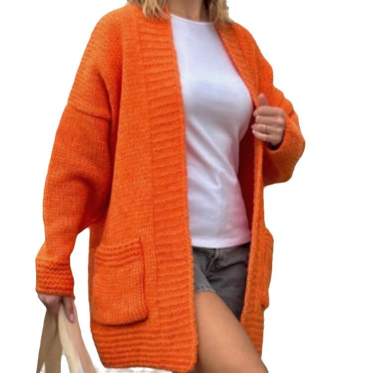 Damen lässiger Strickcardigan mit praktischen Taschen und offenem Schnitt R&B