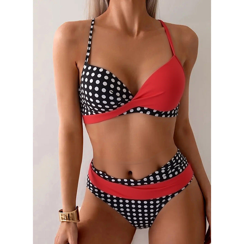 Damen Bikini Set mit verstellbaren Trägern und trendigem Pünktchenmuster R&B