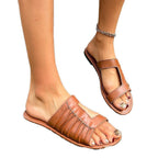 Damen bequeme Slides mit modischem Riemendesign R&B