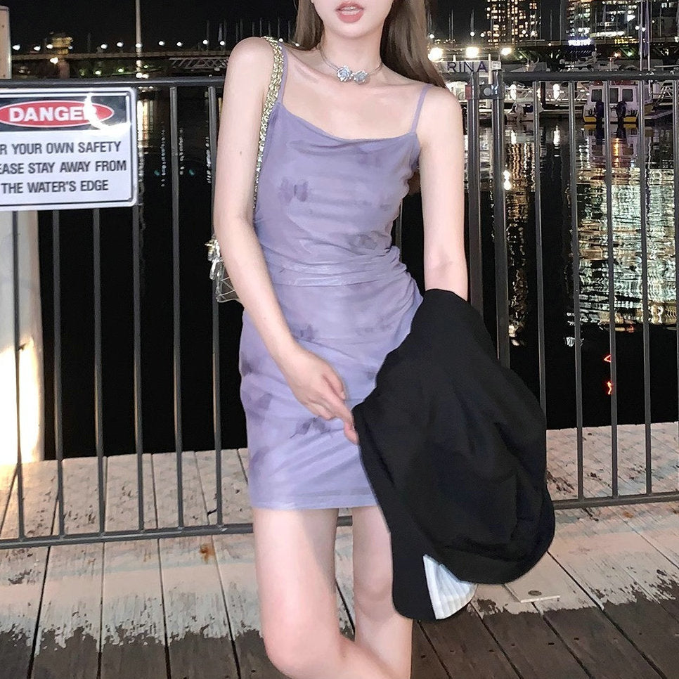 Damen Etuikleid mit zarten Spaghetti-Trägern und Rüschendetails R&B