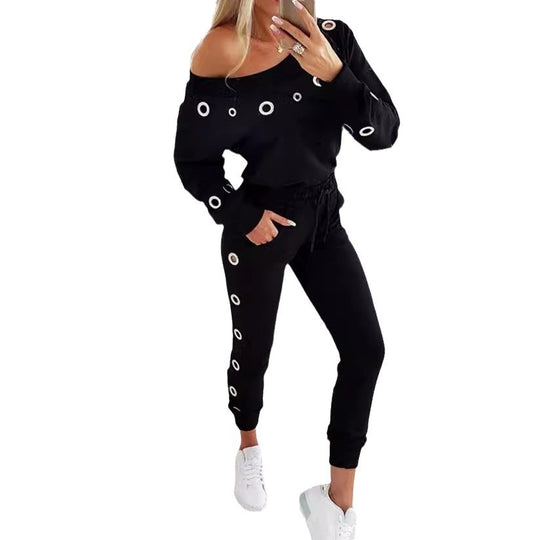 Damen Lässiges Freizeitoutfit mit gekonntem Cut-Out und Ösendetails R&B