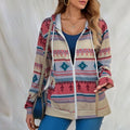 Damen Kapuzenjacke mit tribal inspiriertem Muster und praktischen Taschen R&B