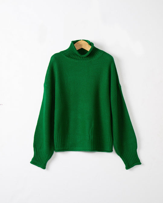 Damen modischer Pullover mit hohem Kragen und strukturierter Textur R&B