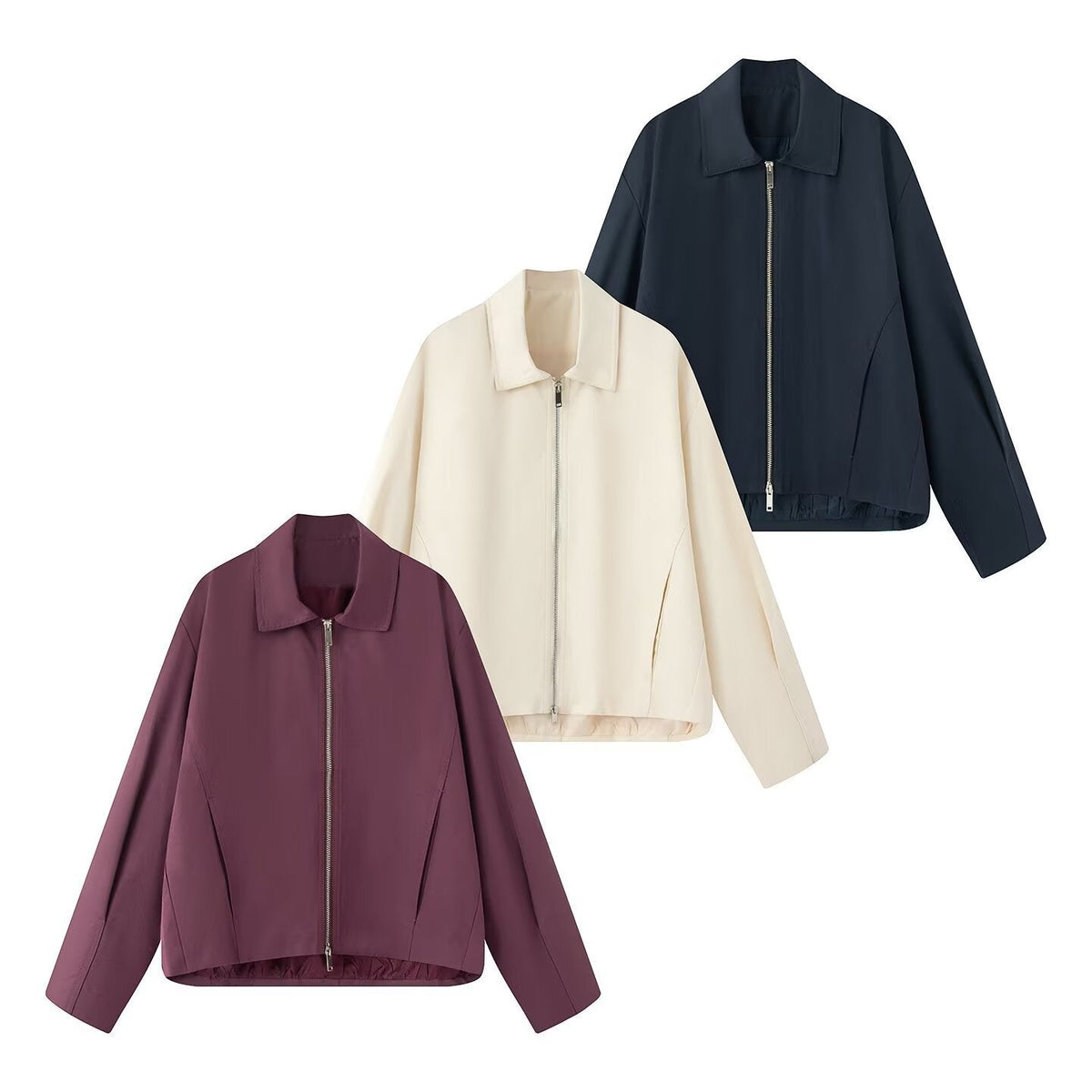 Damen modische Übergangsjacke mit edlem Stehkragen R&B