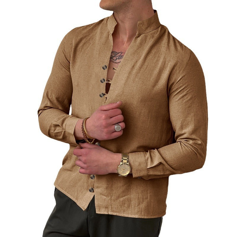 Herren Langarm-Hemd mit modernen Knopfdetails und zeitlosem Design R&B