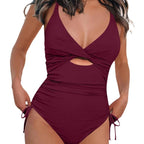 Damen Einteiliger Badeanzug mit modischem Cut-Out und verstellbaren Trägern R&B