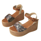 Damen Wedge-Sandalen mit floralen Mustern und verstellbarem Riemen R&B