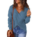 Damen Wickelstrickpullover mit V-Ausschnitt und strukturierter Oberfläche