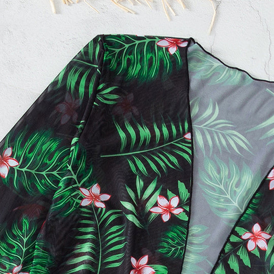 Damen Strandkleid mit floralem Muster und leichtem Überwurf R&B