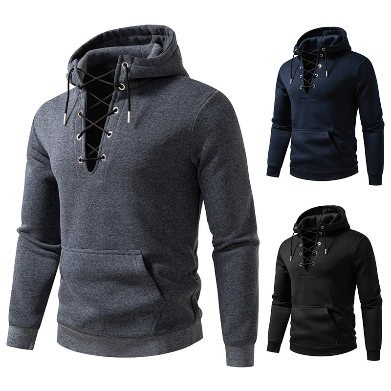 Herren Kapuzenpullover mit modischem Schnürdesign R&B