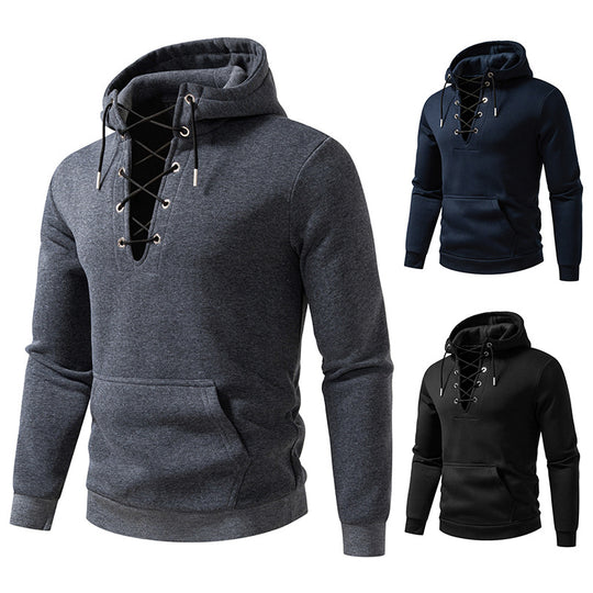 Herren Kapuzenpullover mit modischem Schnürdesign R&B