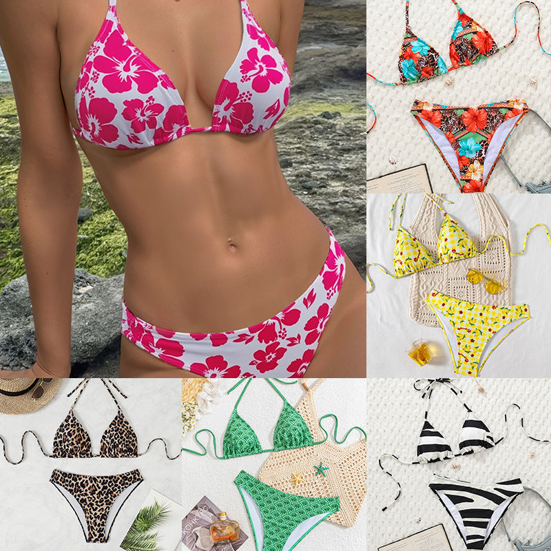 Damen Triangel-Bikini mit verstellbarem Halter und modischem Punktedesign R&B