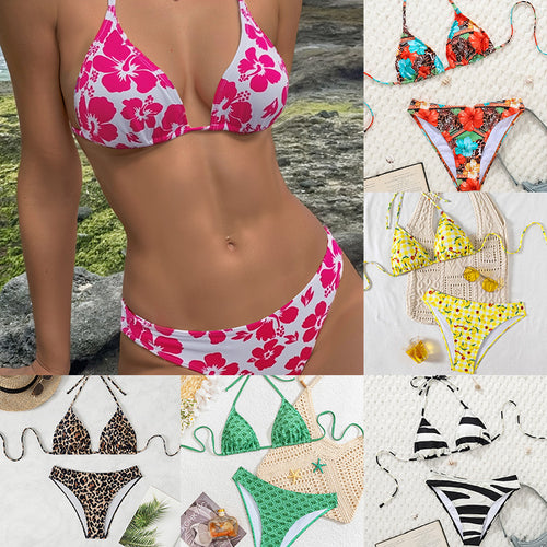 Damen Triangel-Bikini mit verstellbarem Halter und modischem Punktedesign R&B