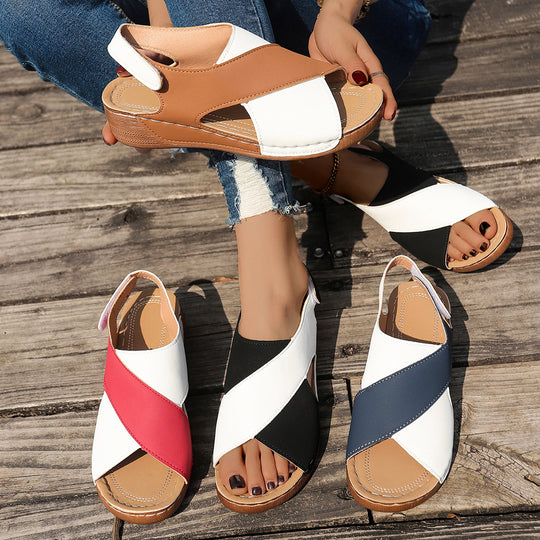 Damen Wedge-Pantoletten mit elegantem Kreuzriemen und rutschfester Sohle R&B