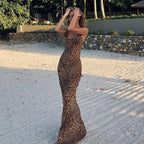 Damen Elegantes Maxi-Kleid mit figurbetontem Schnitt und Tiermotiv R&B