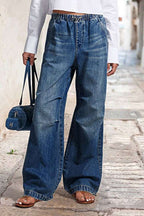 Damen Weite Denim-Hose mit elastischem Bund und lässigem Schnitt R&B
