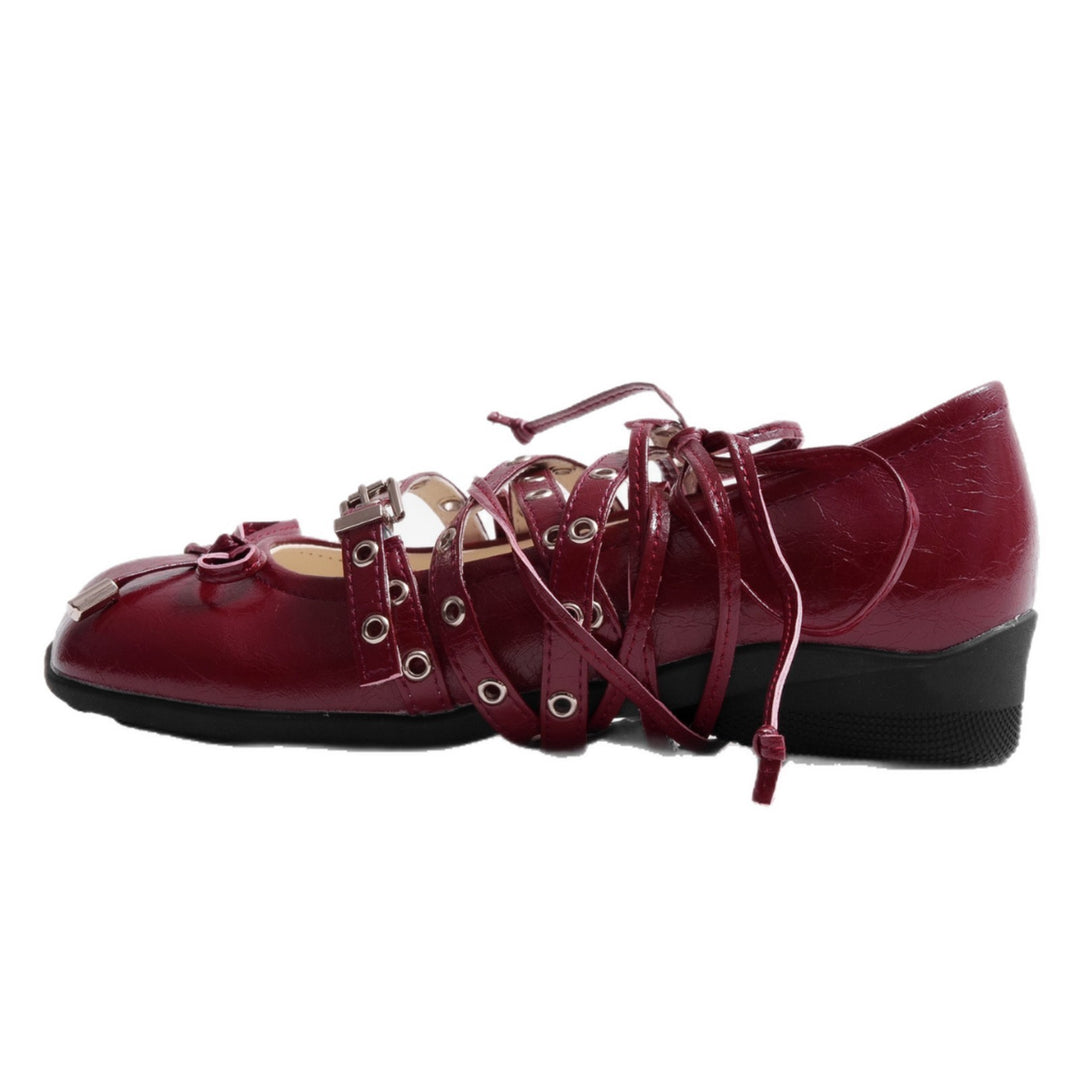 Damen Ballerinas mit modischem Riemchen-Design und Glanz-Finish R&B