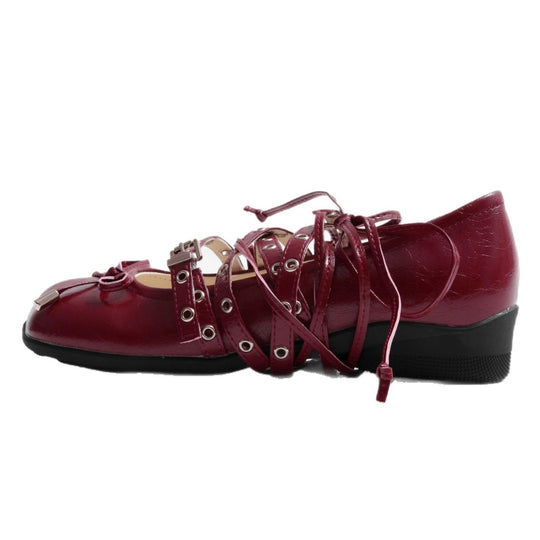 Damen Ballerinas mit modischem Riemchen-Design und Glanz-Finish R&B