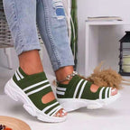 Damen atmungsaktive Freizeitschuhe mit offenen Zehen und elastischem Obermaterial R&B
