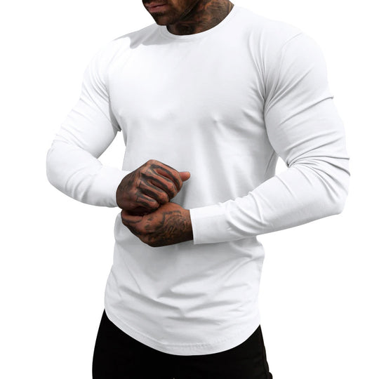 Herren Langarm-T-Shirt aus atmungsaktivem Baumwollmix mit elegantem Schnitt R&B
