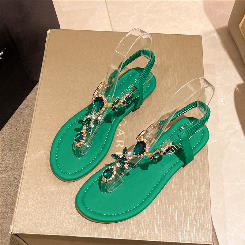 Damen elegante Zehentrenner-Sandalen mit funkelndem Strass R&B