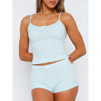 Damen Spitzen-Crop-Top und komfortable Short-Set R&B