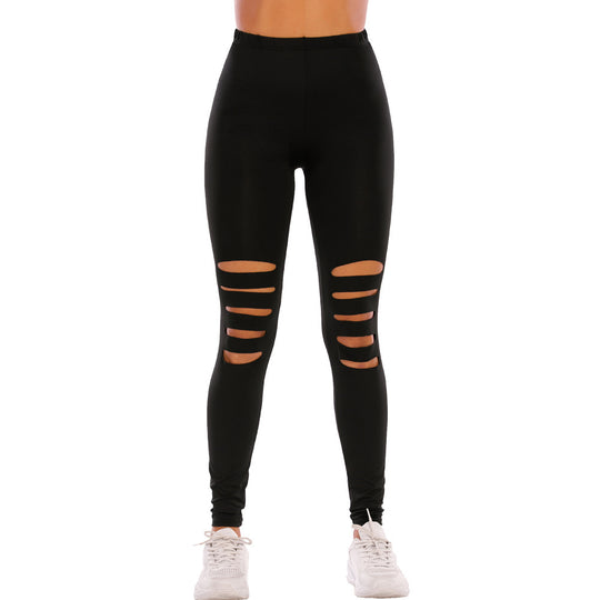 Damen Modische Leggings mit Cut-Outs im Leopardenmuster R&B