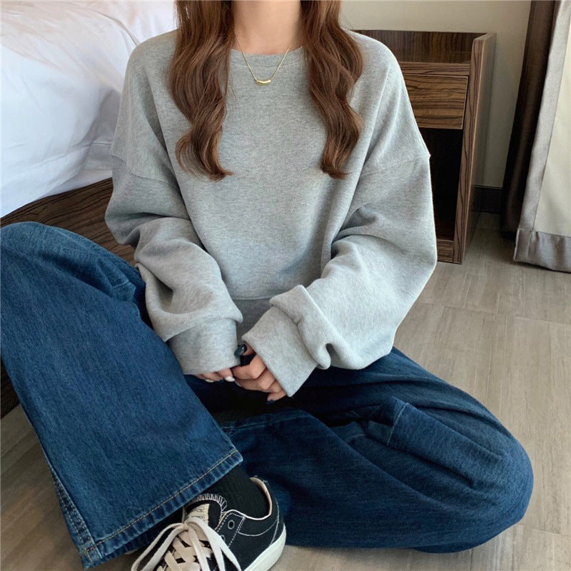 Damen lässiger Oversized-Sweatshirt mit Komfort-Kragen und weichen Bündchen