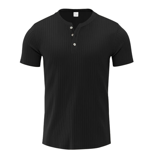 Herren Kurzarm-Henley-T-Shirt mit strukturiertem Design R&B