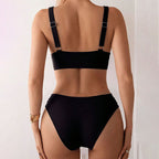 Damen Hoch geschnittenes Bikini-Set mit modischem Wickeloberteil und eleganter Passform R&B