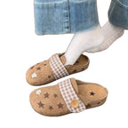 Damen Bequeme Slipper mit Sternenmotiv und verstellbarem Riemen