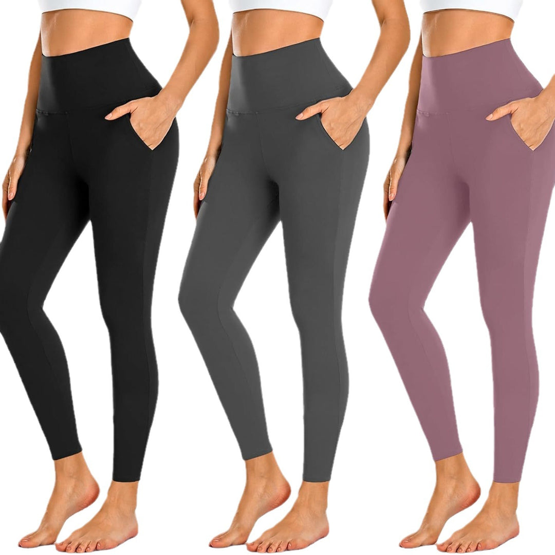 Damen Hochtaillierte Sportleggings mit Taschen R&B