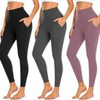 Damen Hochtaillierte Sportleggings mit Taschen R&B