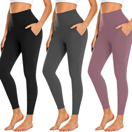 Damen Hochtaillierte Sportleggings mit Taschen R&B