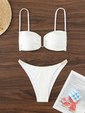 Damen Bandeau-Bikini mit elegantem Rüschendesign und verstellbaren Trägern R&B