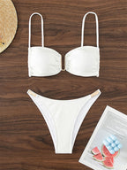 Damen Bandeau-Bikini mit elegantem Rüschendesign und verstellbaren Trägern R&B