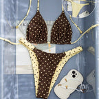 Damen Triangel-Bikini mit besonders feinem Pünktchenmuster und verstellbaren Trägern R&B