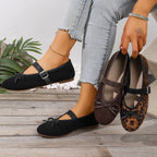 Damen Ballerinas mit verstellbarem Riemendesign und modischem Leopardenmuster R&B