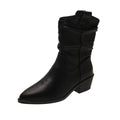 Damen Cowboy-Stiefel mit modischem Falten-Design und komfortablem Blockabsatz R&B