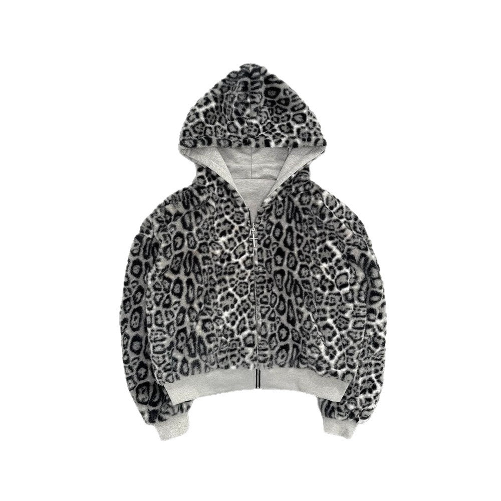Damen nan kurze Kapuzenjacke mit Kunstfellfutter, Reißverschluss und Kängurutasche R&B