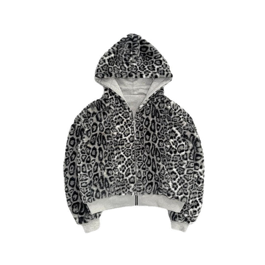 Damen nan kurze Kapuzenjacke mit Kunstfellfutter, Reißverschluss und Kängurutasche R&B