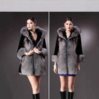 Damen Luxus Kunstpelzjacke mit Kapuze und dekorativen Details