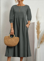 Damen Freizeitmaxikleid mit luftigen Ärmeln und seitlichen Taschen R&B